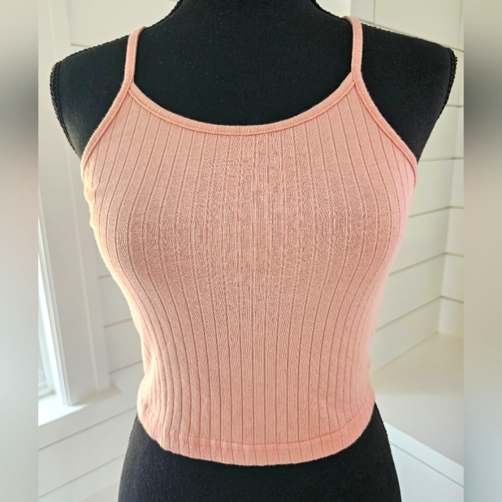 SHEIN Pink Ribbed Crop Camisole